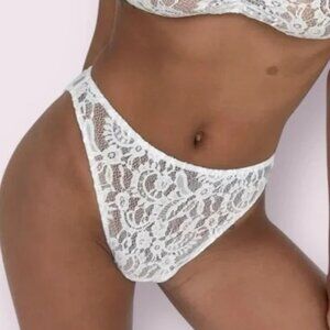 Rumored Womens Smitten High Cut Brief Lace Panty Size XS White Lace NWT